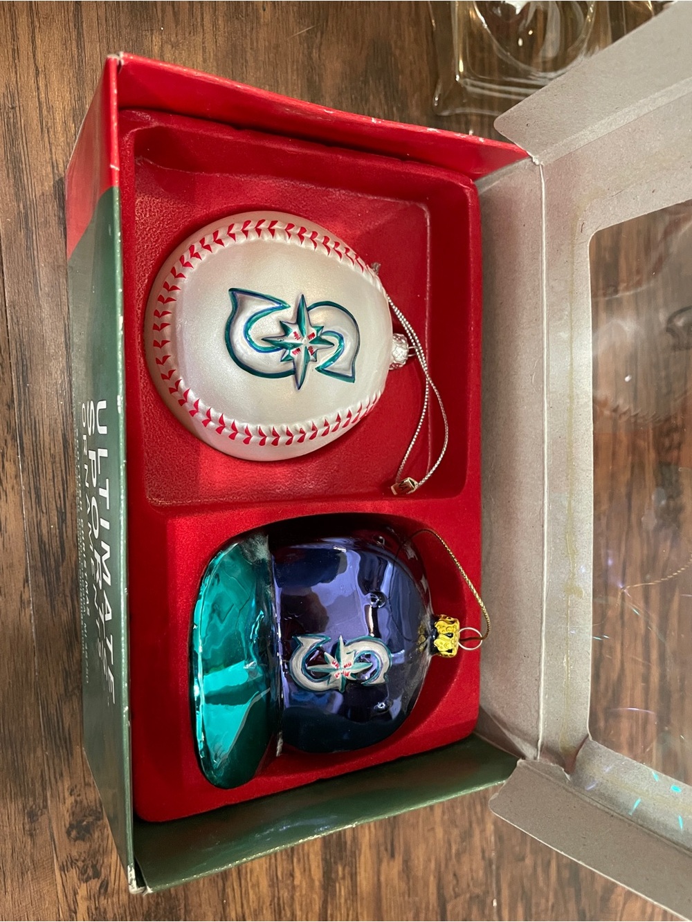 Vintage Seattle Mariners Christmas  Blue and White Baseball Ornament Set